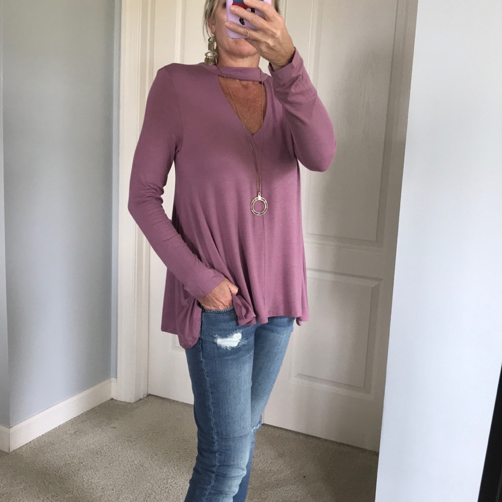 Mauve Color Long Sleeve Tunic Top - Picture 2 of 7